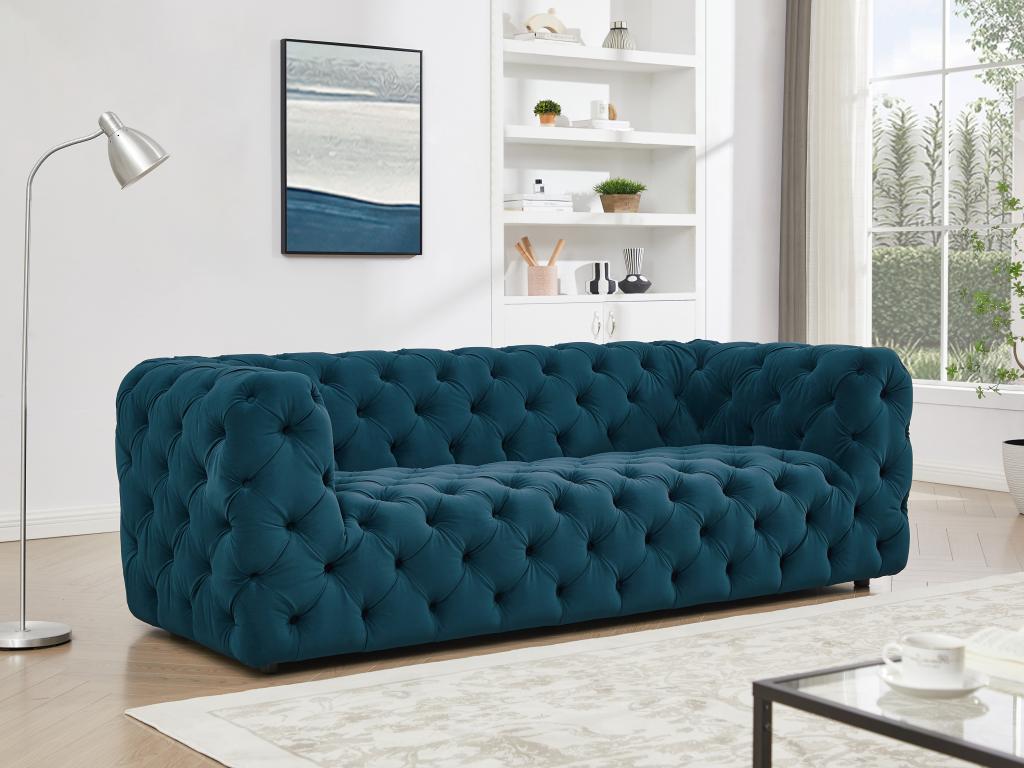 pascal morabito sofa 3-sitzer - samt - blau - luarca von blaugrÃ¼n