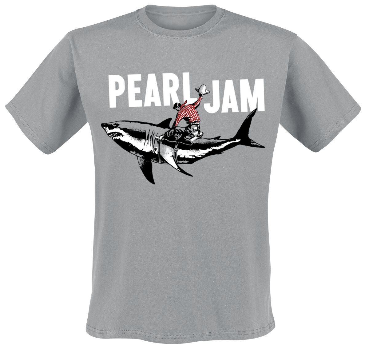 pearl jam t-shirt - shark cowboy - s bis xxl - fÃ¼r mÃ¤nner - grÃ¶ÃŸe m - - lizenziertes merchandise! grau