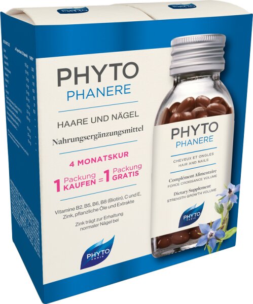 Phyto Phytophanere Duo 2 X 120 Kapseln Haare & Nägel Biotin 4 Monatskur