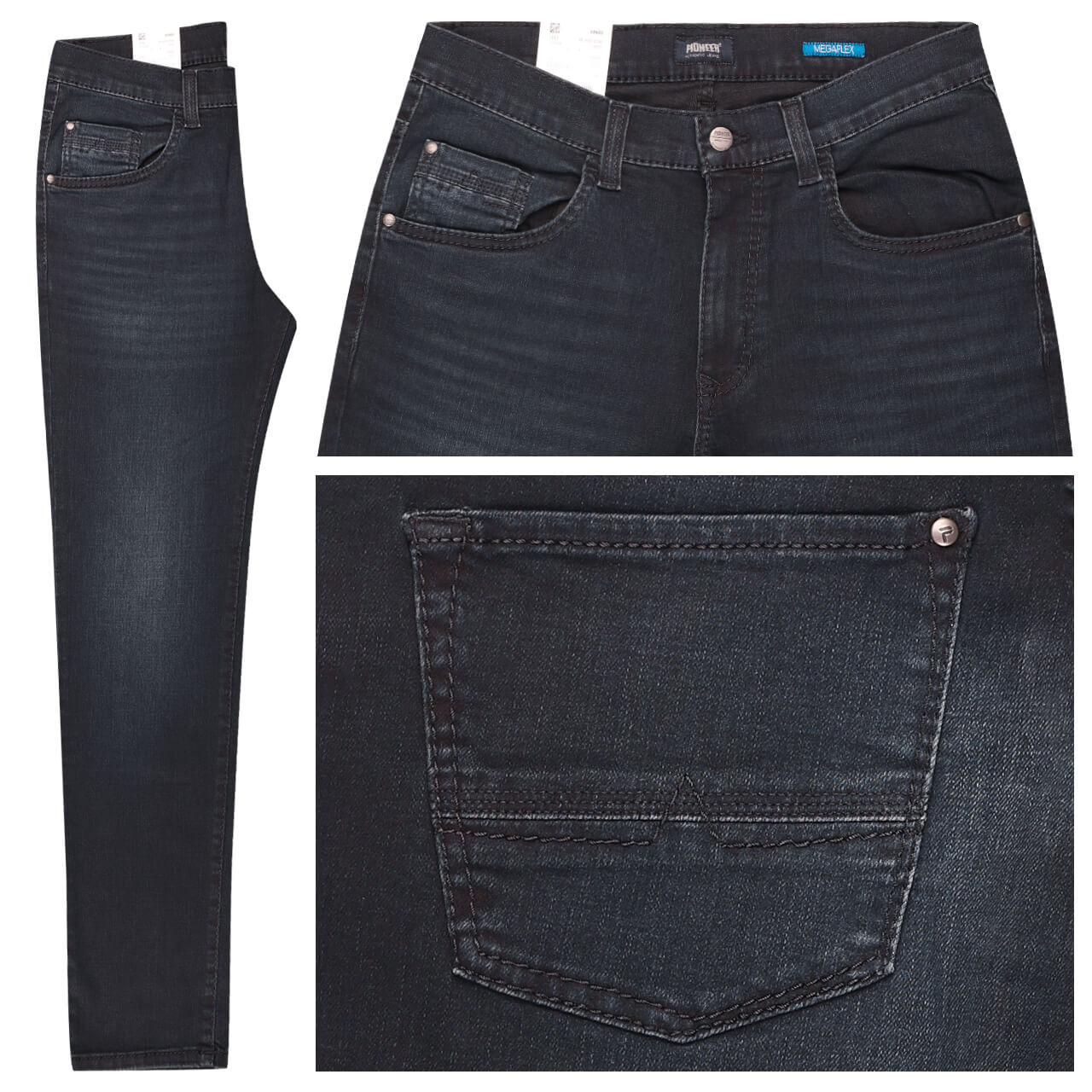 pioneer rando jeans megaflex blue black used buffies 30/32 blau uomo