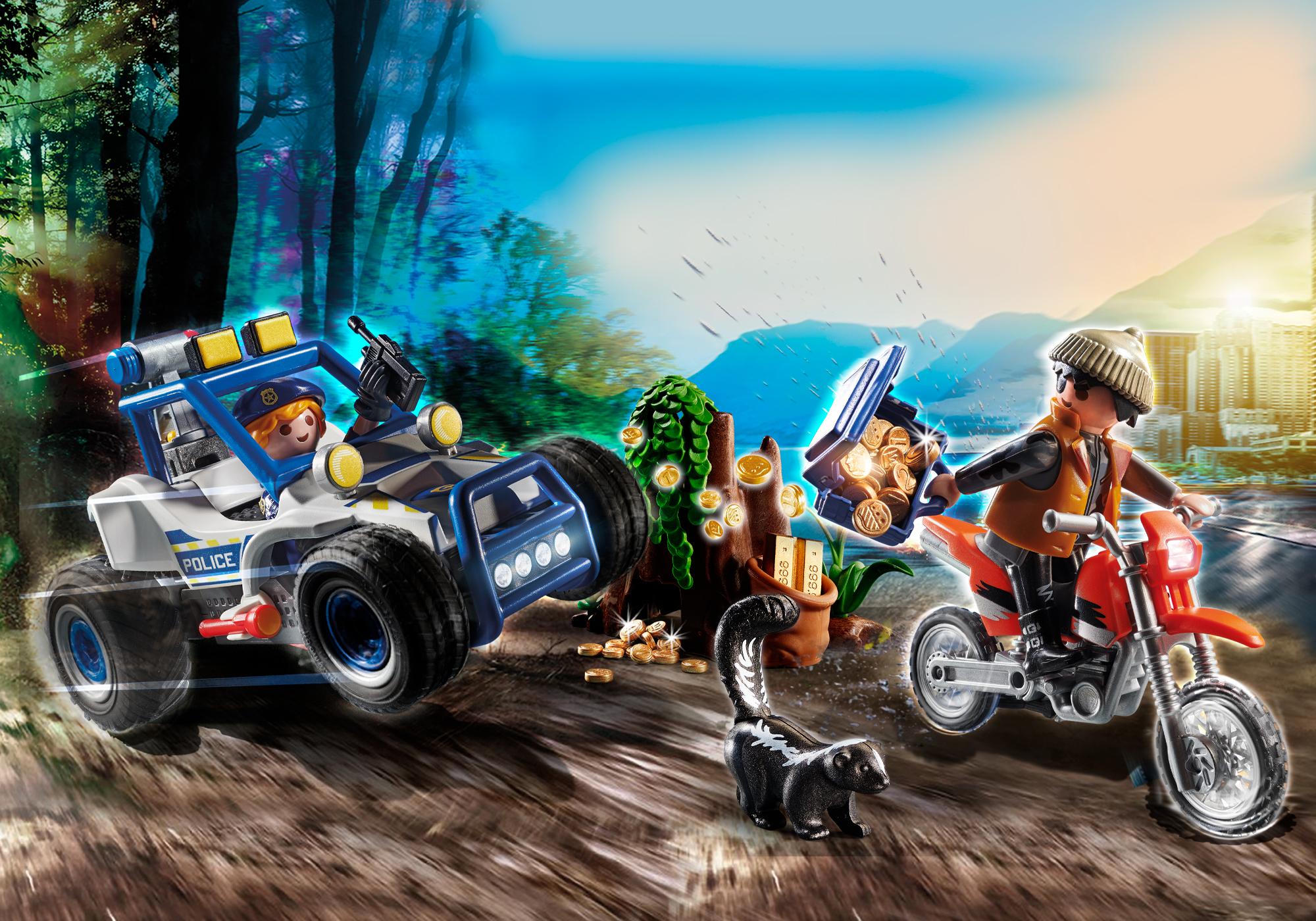 Playmobil City Action 70570 Quad Della Polizia Con Ladro Di Tesori New