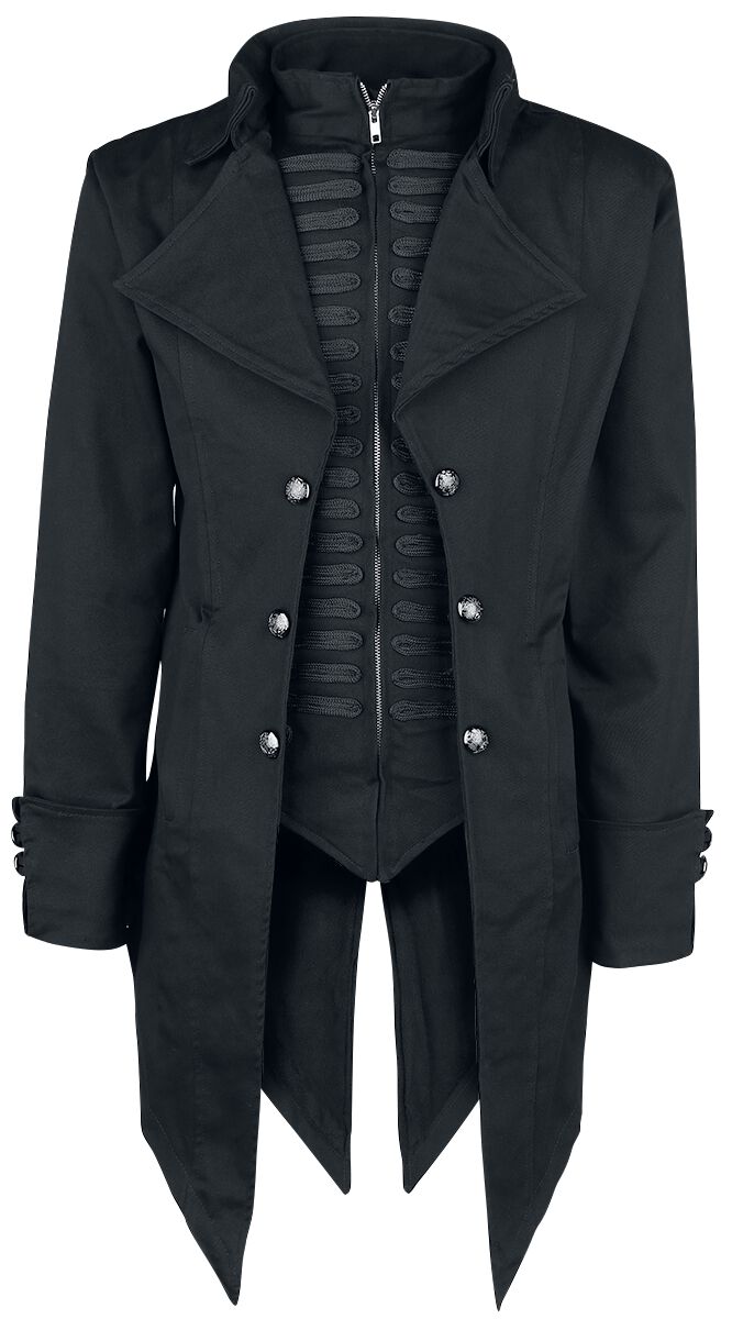 poizen industries - gothic militÃ¤rmantel - barnes coat - s bis xxl - fÃ¼r mÃ¤nner - grÃ¶ÃŸe xl - schwarz uomo