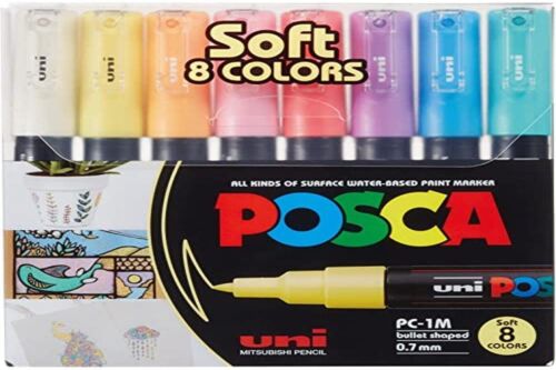 Posca - Pc1mc - Extra Fine Bullet Tip Pen - Soft Colors, 8 Pc (us Import)