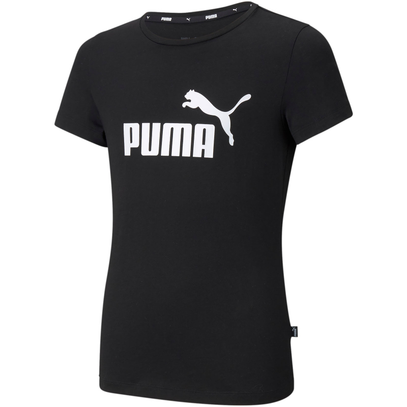Puma Ess Logo Tee Mädchen T-shirt Kurzarm T-shirt Mädchen Schwarz Größe 14