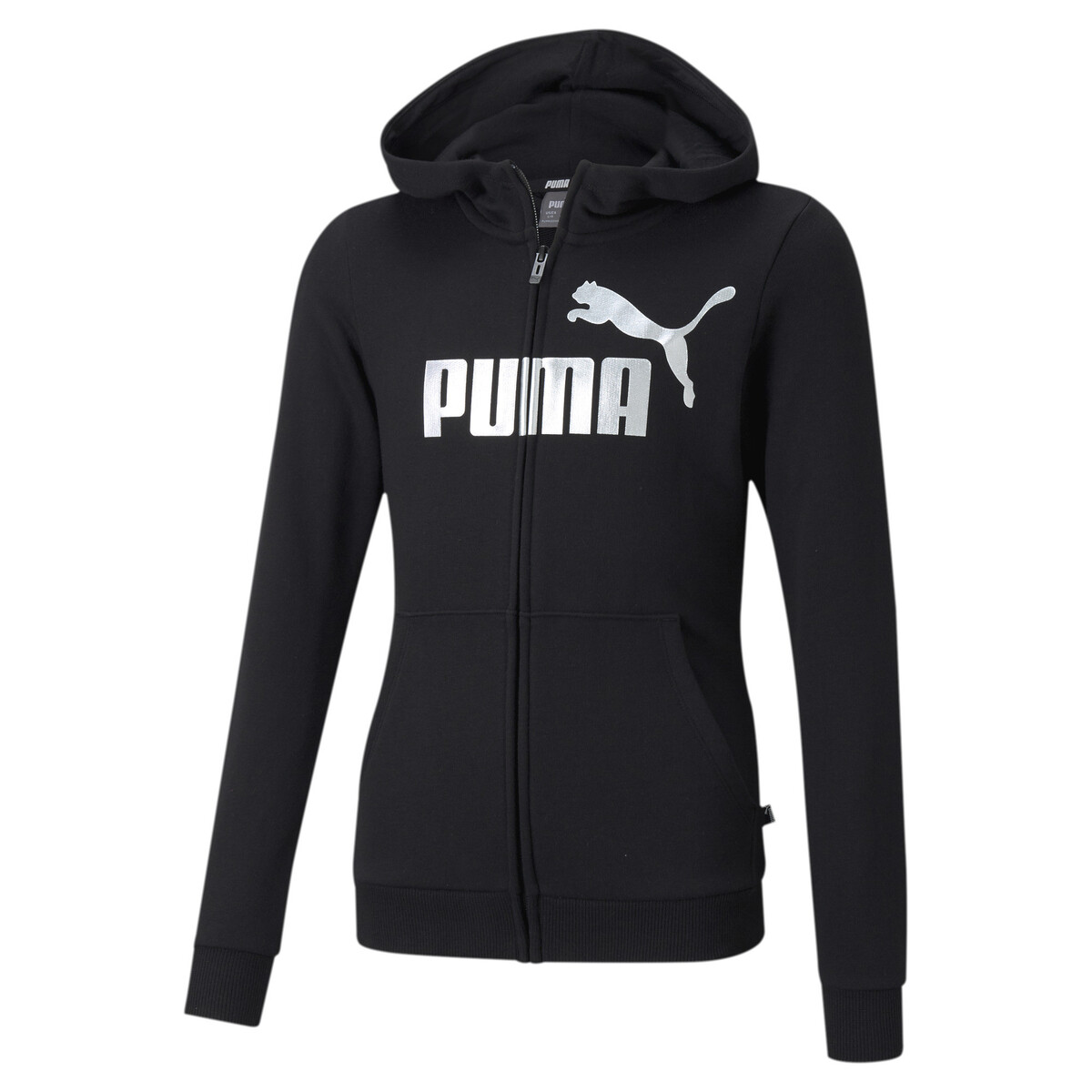 puma mÃ¤dchen-kapuzenpullover ess+ logo full-zip tr g noir donna