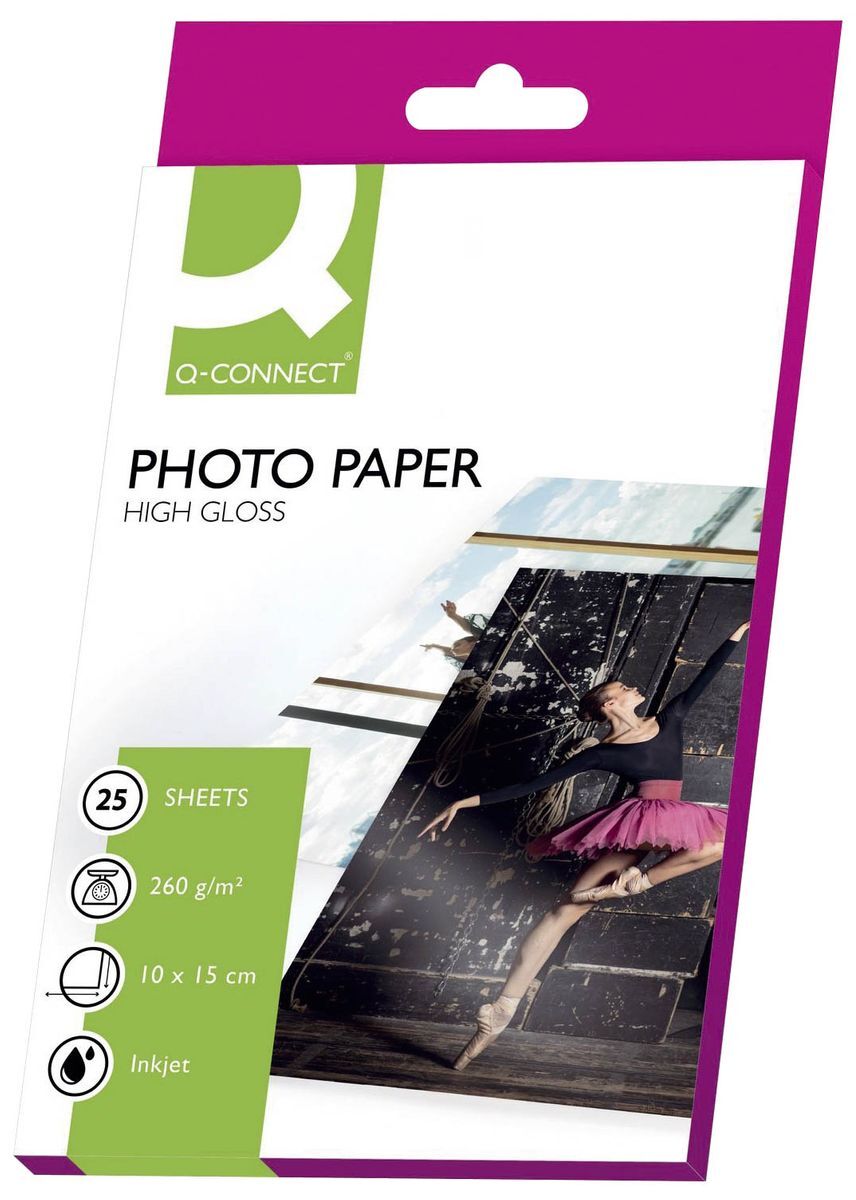 q-connect inkjet-photopapiere - 10x15 cm, hochglÃ¤nzend, 260 g/qm, 25 blatt