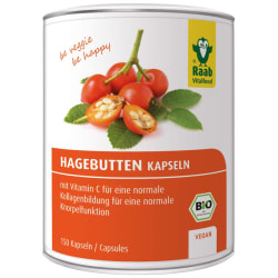 Raab Vitalfood Bio Hagebutten-kapseln 150 Stk, Vegan, Hochdosiert, Mit Vitamin C
