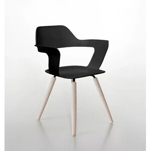 Radius Design Muse Stuhl Sitzfläche Schwarz, Beine In Holzoptik
