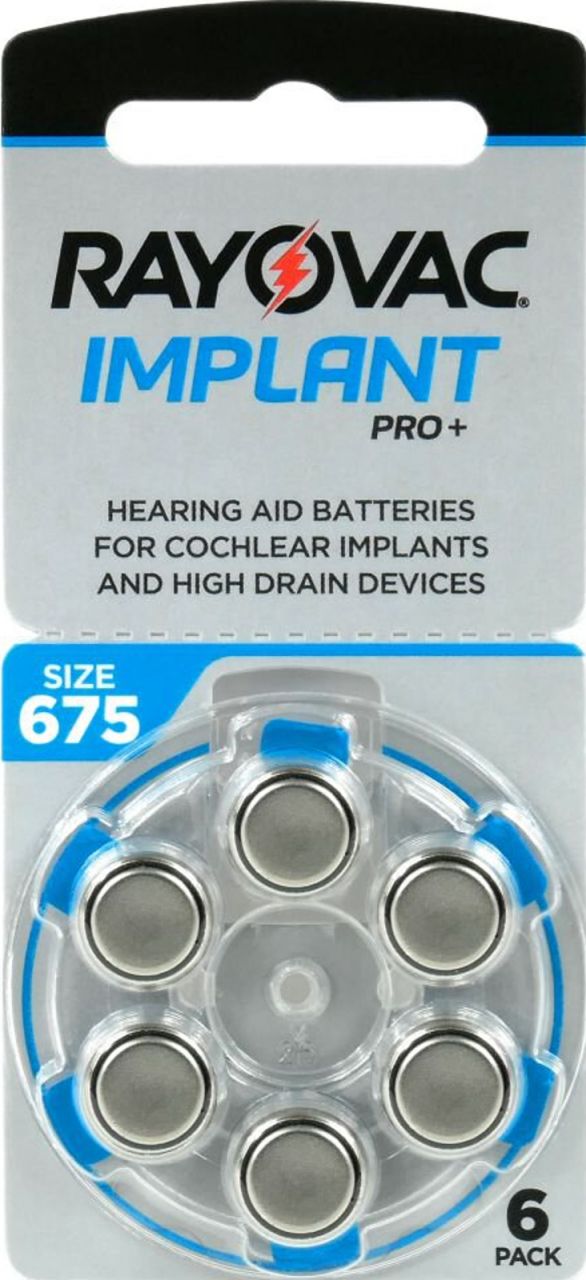 rayovac 100x 675 cochlear implantat batterien pr44 blau hÃ¶rgerÃ¤tebatterien 6er blister implant pro +