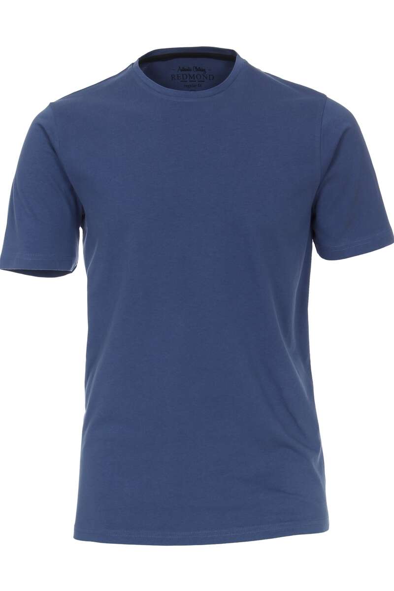 redmond casual regular fit t-shirt rundhals , einfarbig blau uomo