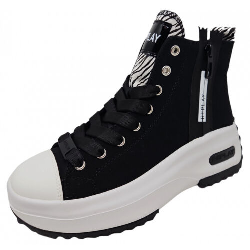 replay footwear sneaker high - aqua 2 zip - eu36 bis eu41 - fÃ¼r damen - grÃ¶ÃŸe eu41 - schwarz donna