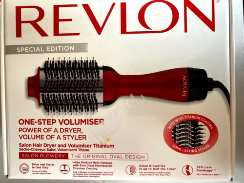 Revlon Salon Style Beheizter Haartrockner Und Volumizer Titanbürste Kamm - Rot