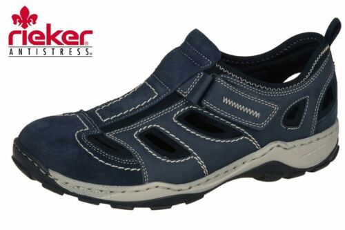 Rieker Schuhe Slipper 08075-14 Blau Kombi