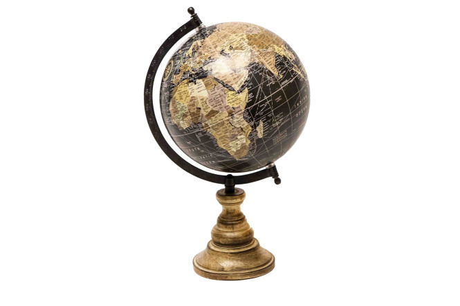 rivanto Â® schwarzer globus mit holzsockel, grÃ¶ÃŸe l, Ã˜20 x 30 cm, atemberaubende dekoration, globe mit metallfassung