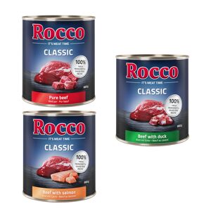 Rocco Classic 24 X 800g - Rocco Nassfutter Im Sparpaket - Exklusiv-mix (rind Pur, Rind/lachs, Rind/ente)