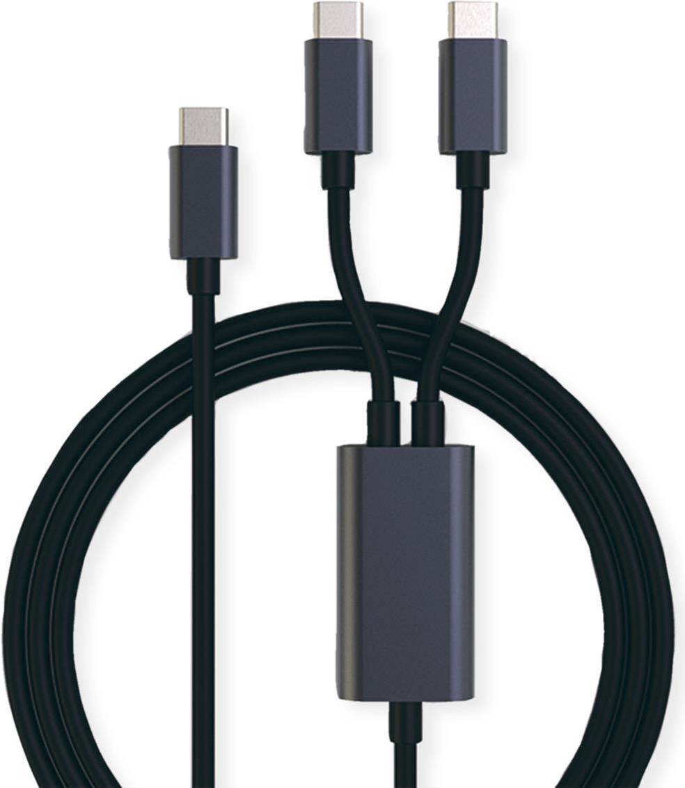 roline - usb-kabel - 24 pin usb-c (m) zu 24 pin usb-c (m) - usb 2.0 - 1.85 m - usb-stromversorgung (100 w) - schwarz (11.02.8308)