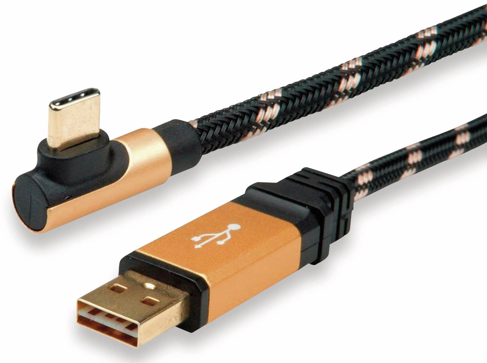 roline usb2.0-kabel, usb-a auf usb-c, 0,8m gold