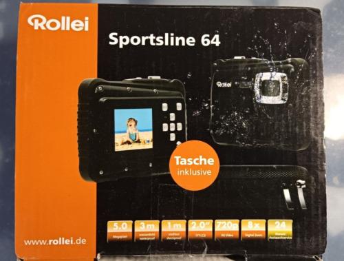 Rollei Sportsline 64 Schwarz Outdoor Kamera Incl. Tasche Wasserdicht, Stoßfest