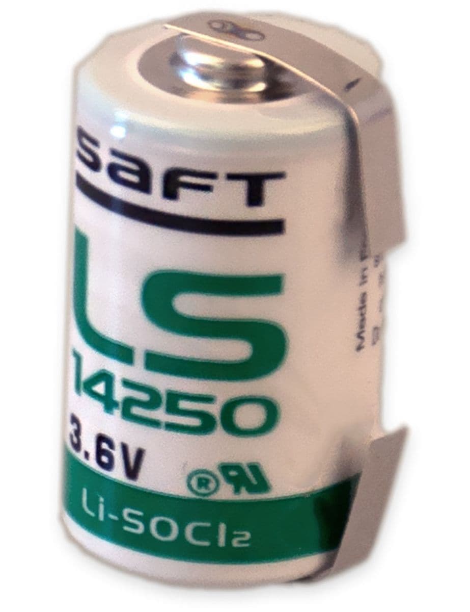saft lithium-batterie ls 14250-cnr, 1/2aa, mit u-lÃ¶tfahne, 3,6 v-, 1200 mah