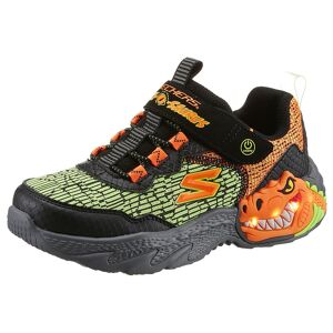 Scarpe Bambino Skechers Art. 400615lbkor Sneakers Black Orange Luci Dinosauro