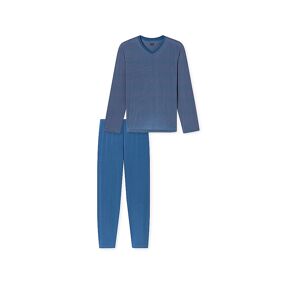 Schiesser Schlafanzug Lang Modal V-ausschnitt Streifen Atlantikblau - Long Life Soft 52 Male