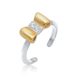 Schleife Ring Kind 925 Sterling Silber Kristalle Bi-color Look Elli Ring