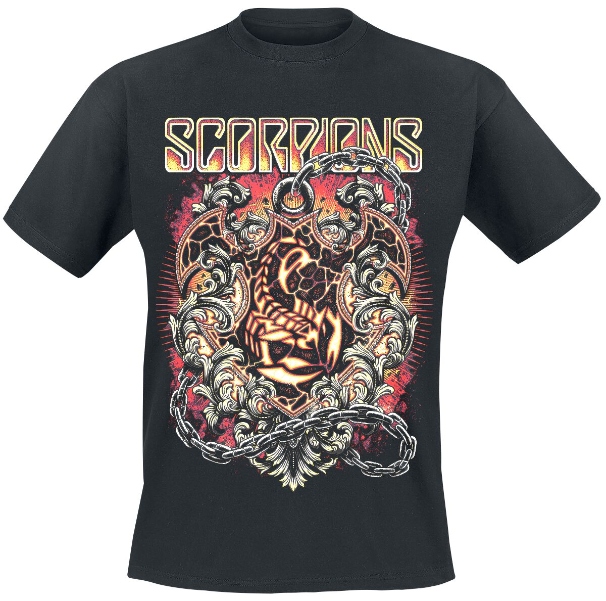 scorpions t-shirt - crest in chains - m bis 3xl - fÃ¼r mÃ¤nner - grÃ¶ÃŸe xl - - lizenziertes merchandise! schwarz