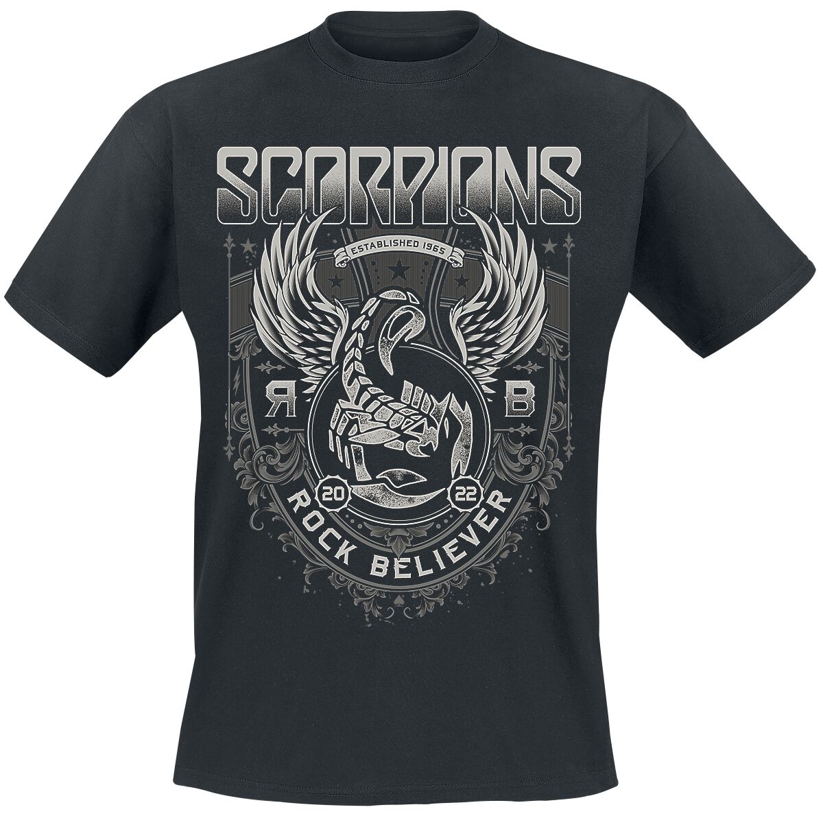 scorpions t-shirt - rock believer ornaments - m bis 3xl - fÃ¼r mÃ¤nner - grÃ¶ÃŸe l - - lizenziertes merchandise! schwarz