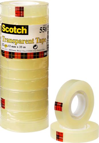 scotch klebeband transparent 550, polypropylenfolie, bandgrÃ¶ÃŸe: 33 m x 12 mm, 12 rollen