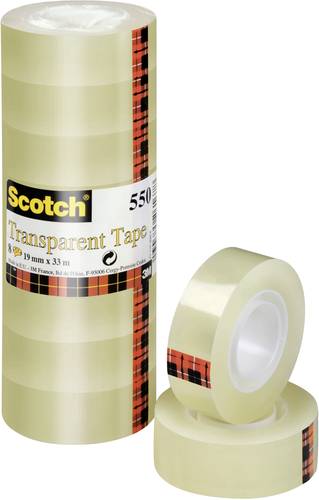 scotch klebeband transparent 550, polypropylenfolie, bandgrÃ¶ÃŸe 33 m x 19 mm, 8 rollen