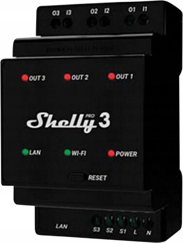 Shelly Pro 3 Relaisschalter, Wlan, Bluetooth, Lan, 3-kanal, 3x 16a, Max. 48a, Hu