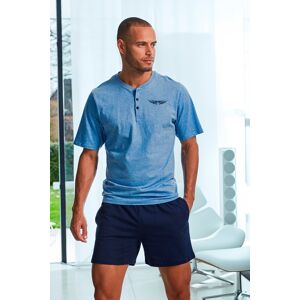 Shorty Authentic Le Jogger Gr. 48/50, Blau (blau, Meliert, Marine) Herren Homewear-sets Pyjamas