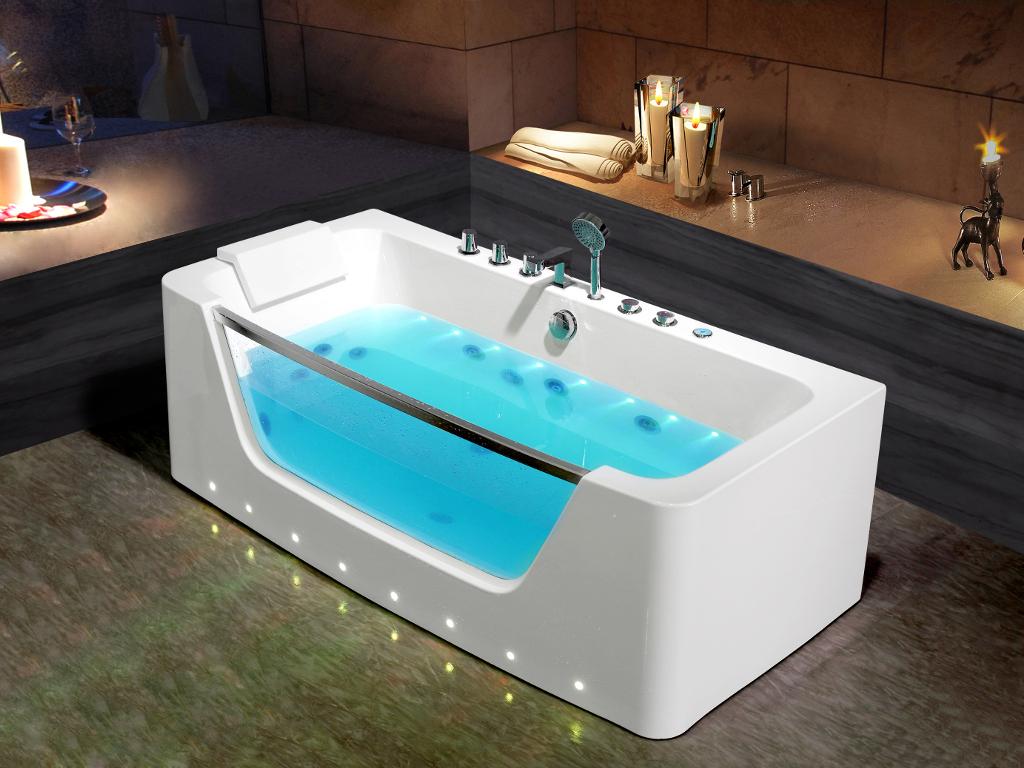 shower design whirlpool-badewanne halb freistehend mit led-beleuchtung - - dyona weiÃŸ