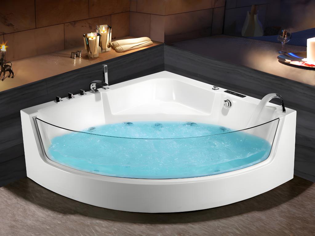 shower design whirlpool eckwanne mit glas - 1 person - 255 l - - ethra weiÃŸ