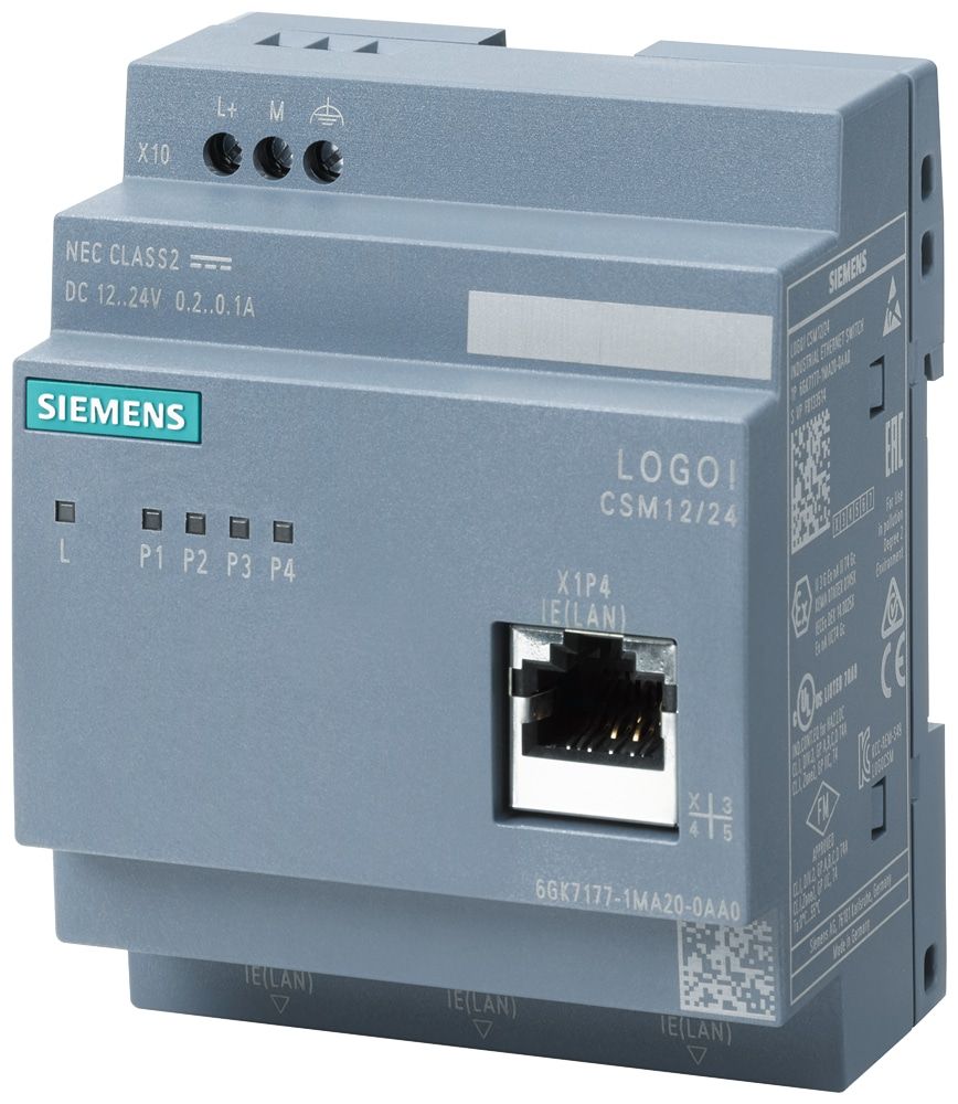 Siemens 6gk7177-1ma20-0aa0 Scalance Logo! Csm 12/24, Unmanaged Switch, 4x Rj45, 