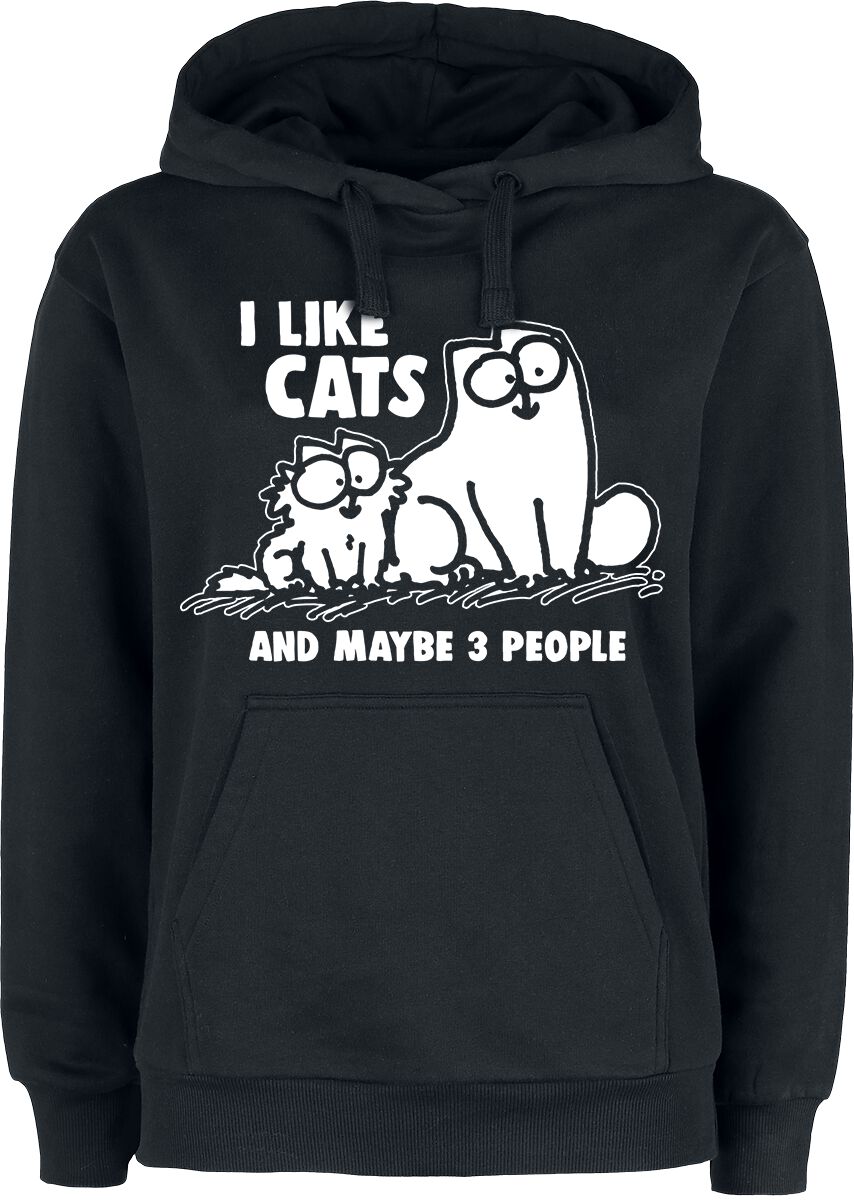 simons cat kapuzenpullover - i like cats and maybe 3 people - s bis 3xl - fÃ¼r damen - grÃ¶ÃŸe xxl - - emp exklusives merchandise! schwarz donna
