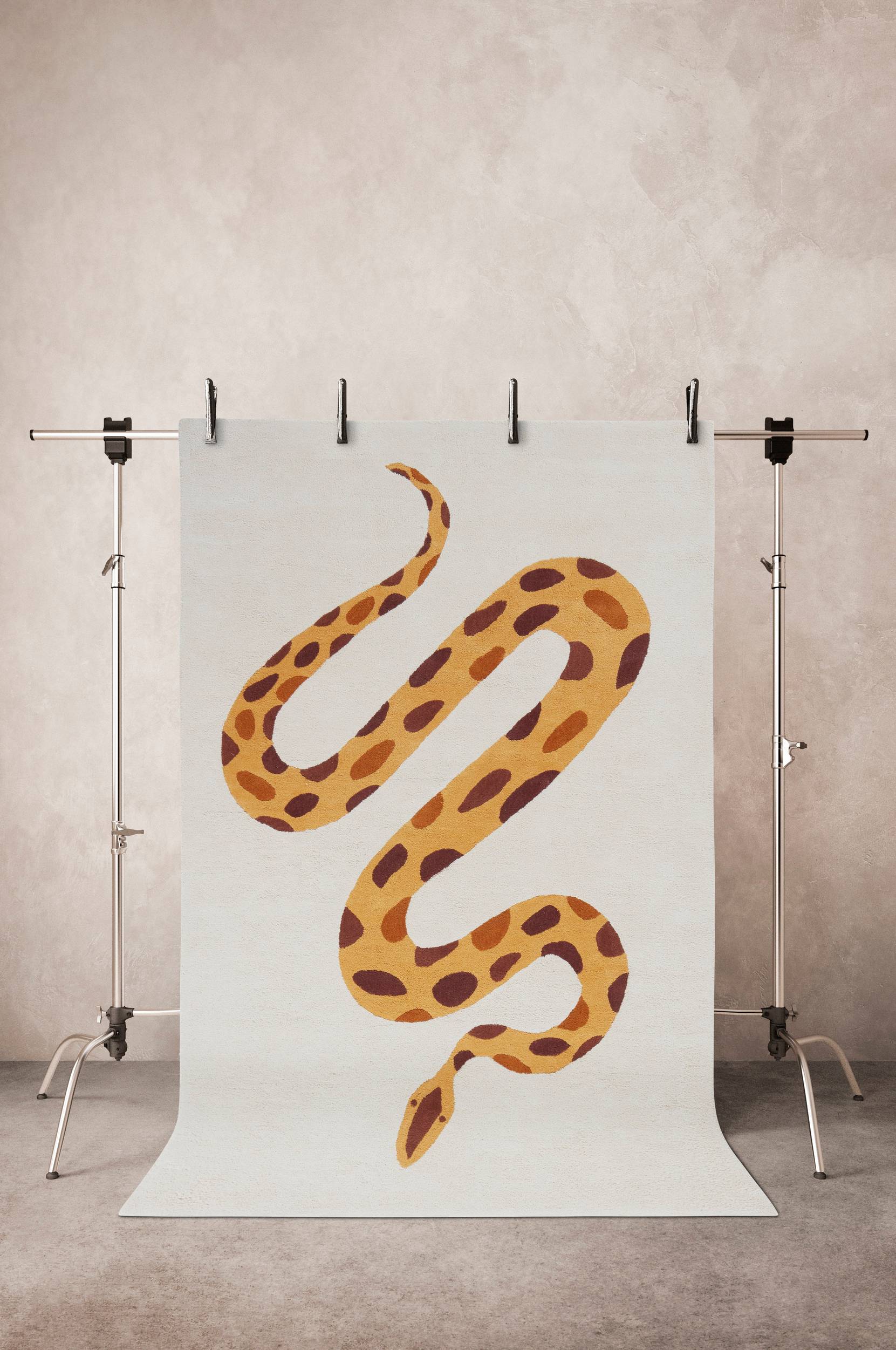 snake baumwollteppich 130 x 190 cm grau/braun