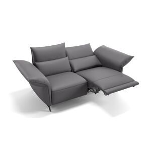 Sofanella Designer 2-sitzer Cuneo Leder Sofa Couch Relax Funktion 268x101x89cm Grau