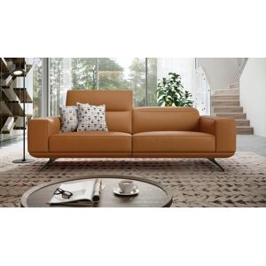 Sofanella Designer Leder 3-sitzer Couch Merano Lounge Sofa Designcouch 210x109x73cm Orange