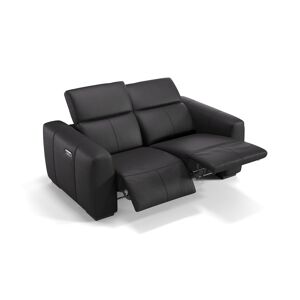 Sofanella Leder Sofa Millesimo + Sitzheizung Couch Relaxsofa 174x76x114cm Schwarz