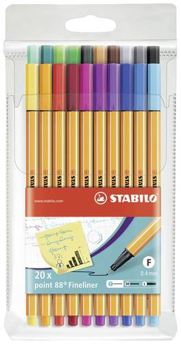 stabilo fineliner - point 88 - 20er pack - mit 20 verschiedenen farben