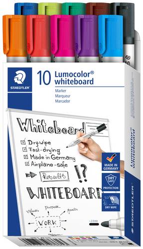 staedtler 351 b10 lumocolorÂ® whiteboard marker 351 whiteboardmarker rot, orange, lila, blau, grÃ¼n,