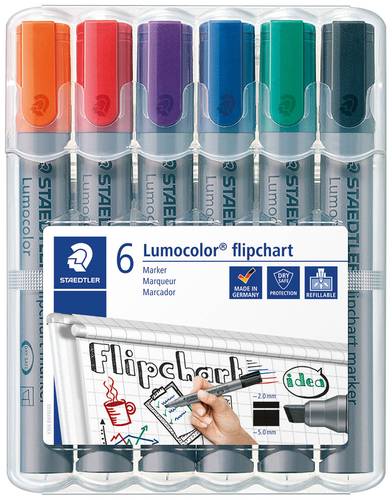 staedtler lumocolorÂ® 356 b flipchart marker - keilspitze, 6 farben sortiert