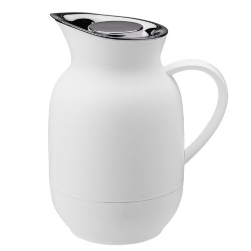Stelton Isolierkanne Amphora, Kaffeekanne Mit Glaseinsatz, Soft White, 1 L