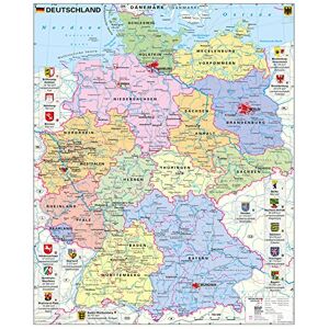 Stiefel Eurocart - Deutschland Politisch Mit Wappen - Wandkarte / Poster