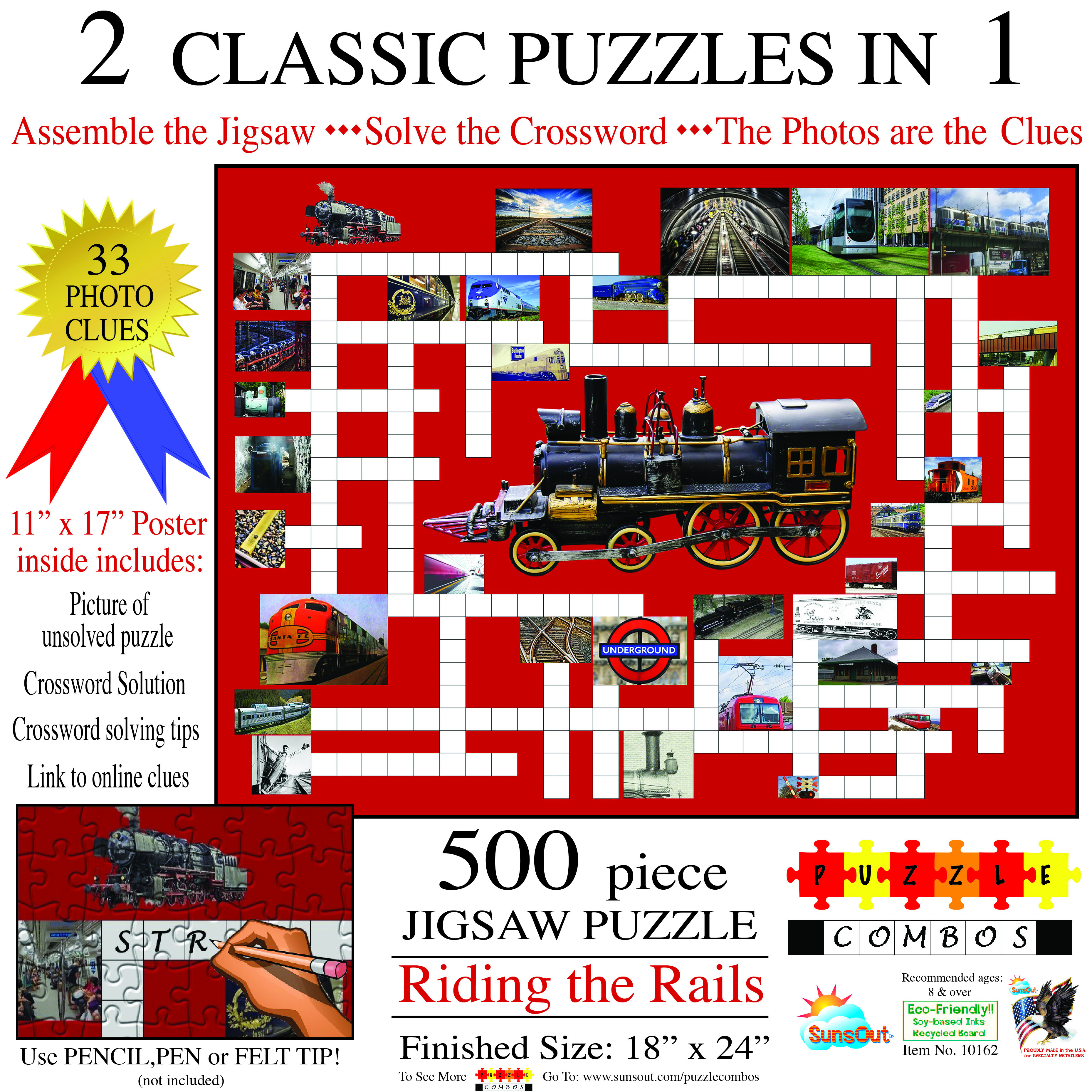 sunsout irv brechner - puzzle combo: riding the rails 500 teile puzzle -10162
