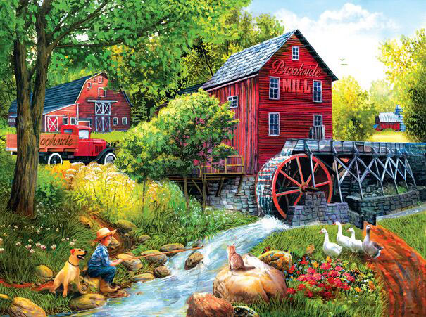 sunsout tom wood - playing hookey at the mill 1000 teile puzzle -28751