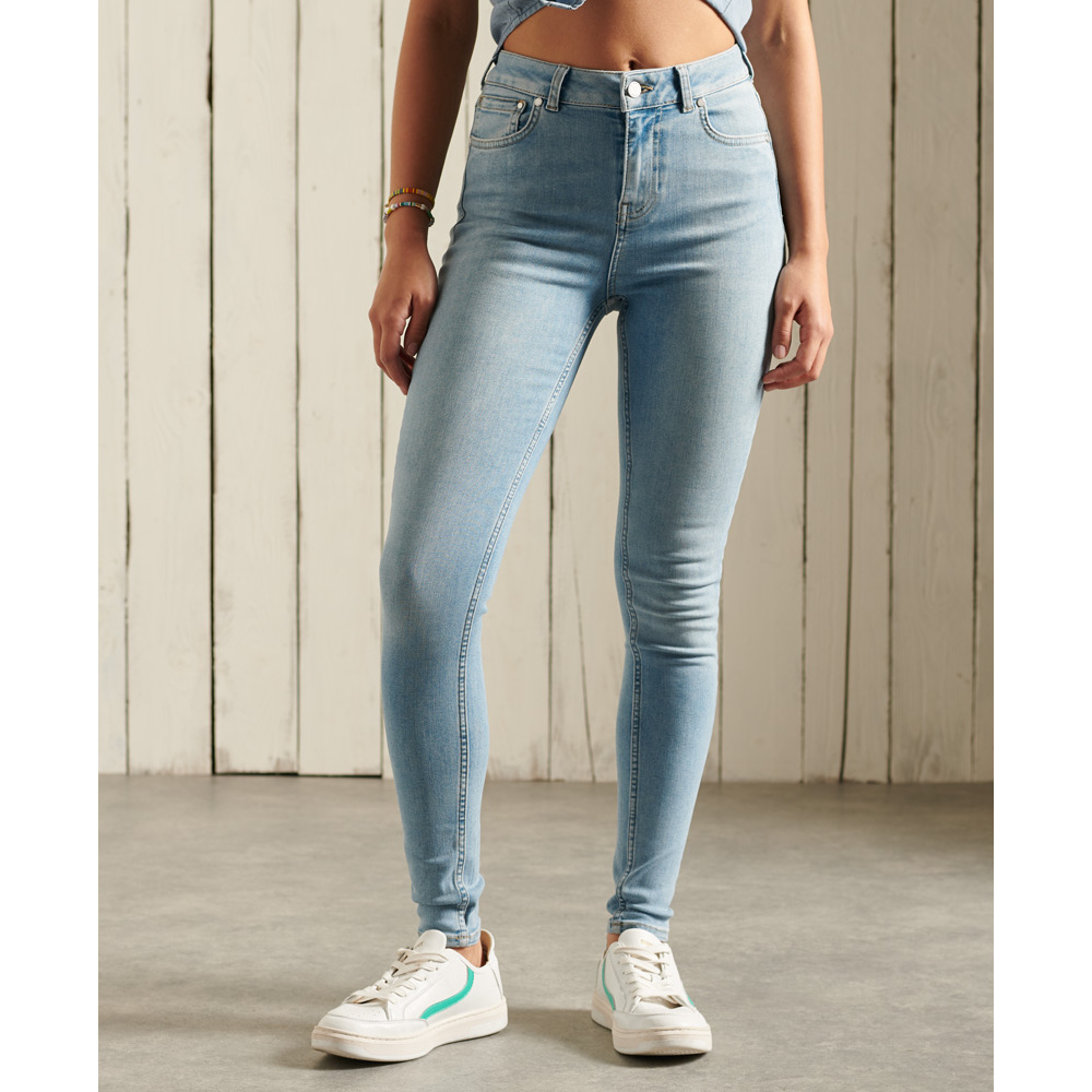 superdry skinny-jeans mit hoher taille fÃ¼r frauen bleu donna
