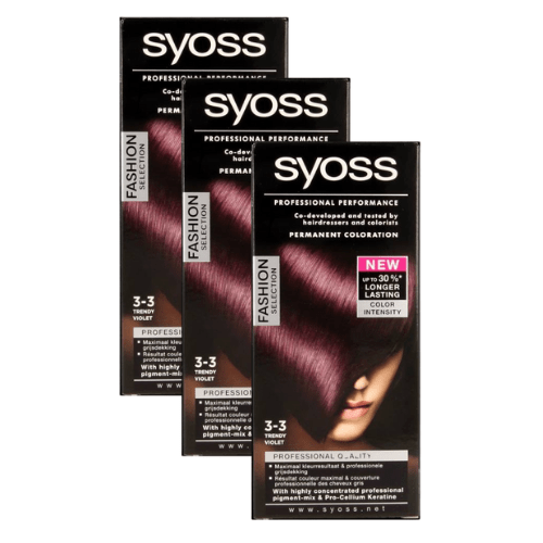 syoss colors 3-3 trendy violet haarfarbe - 3 stÃ¼ck - verbraucherpackung