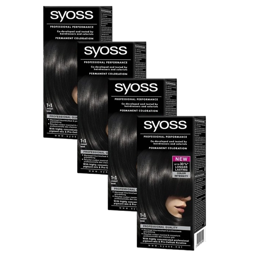 syoss colors baseline 1-1 zwart 4 stuks - voordeelverpakking